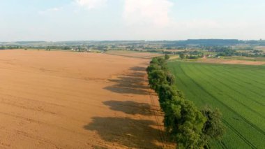 Güneşli yaz gününde kırsal alanların havadan görünüşü