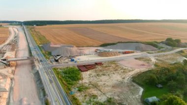 Kielce Krakow otoyol şantiyesinin hava manzarası