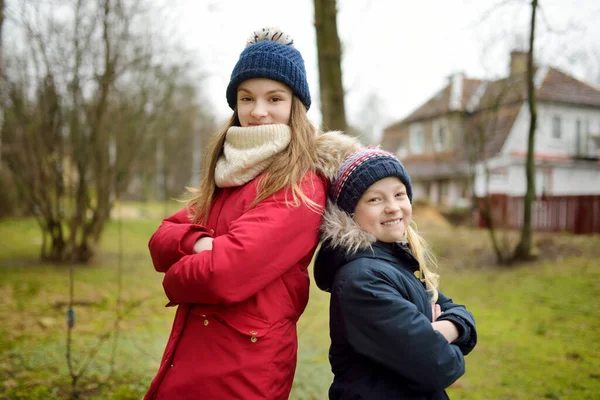 Smiling Two Little Sisters — Stock Photo, Image