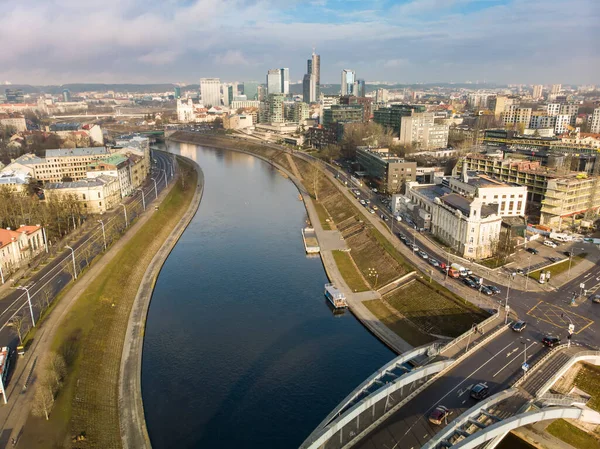 Aerial View Vilnius Architecture River Sunlight Lithuania — Foto Stock