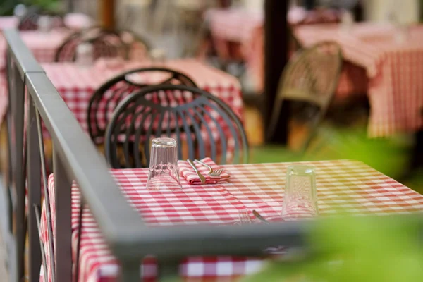 Restauranttisch Freien Orvieto Einer Mittelalterlichen Hügelstadt Die Sich Über Die — Stockfoto