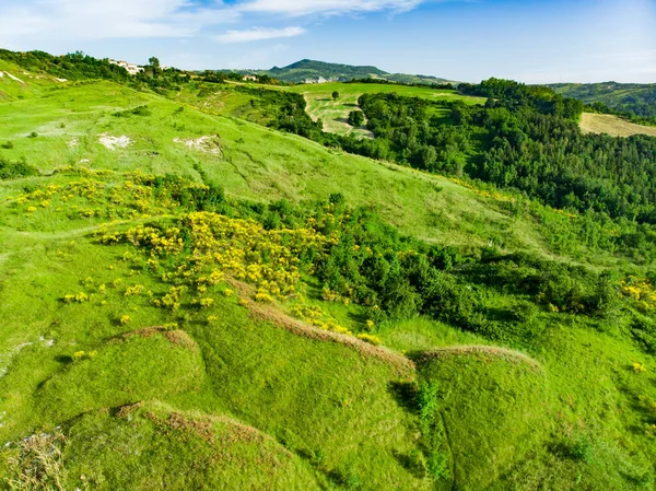 Vistas Aéreas Pitorescas Campos Verdes Colinas Que Rodeiam Microestado San — Fotografia de Stock