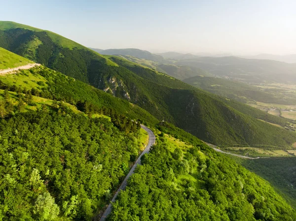 西比尔山脉的空中夜景 是斜体半岛的主要山脉之一 Monti Sibillini国家公园 意大利Umbria — 图库照片