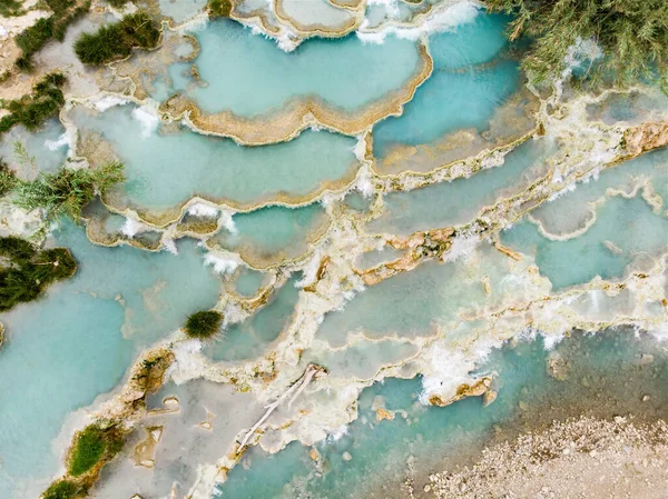 Vista Aérea Terme Saturnia Manantiales Geotérmicos Azufre Spa Natural Con — Foto de Stock