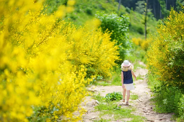 Ung Flicka Som Följer Gångväg Runt Verna Sanctuary Chiusi Della — Stockfoto