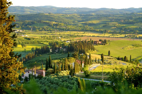 Stunning View Green Fields Farmlands Small Villages Horizon Summer Rural — Stock Photo, Image