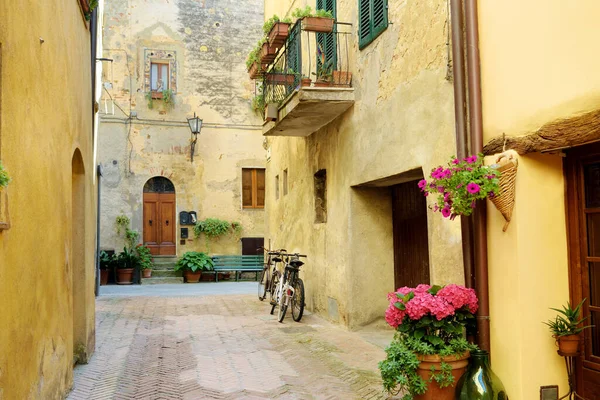Calle Estrecha Pienza Pequeño Pueblo Situado Hermoso Valle Toscana Conocida — Foto de Stock