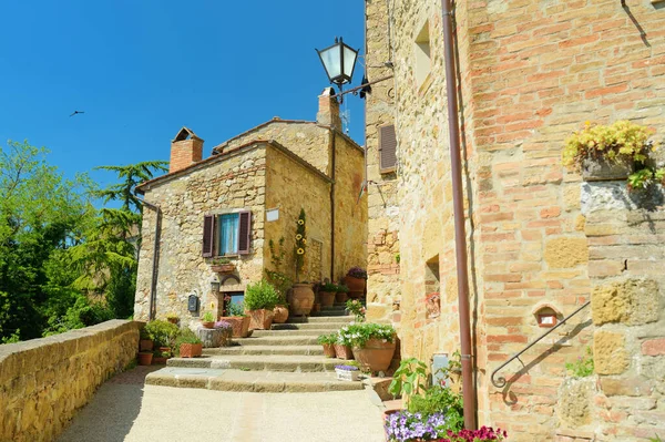 Calle Estrecha Pienza Pequeño Pueblo Situado Hermoso Valle Toscana Conocida — Foto de Stock