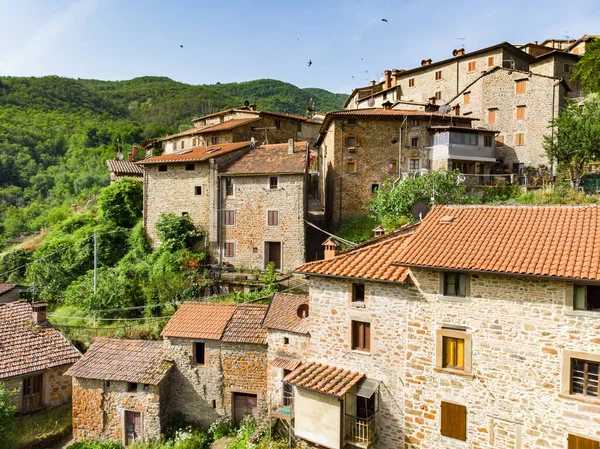 Aerial View Beautiful Raggiolo Village Located Eastern Slopes Pratomagno Surrounded — Stock Photo, Image