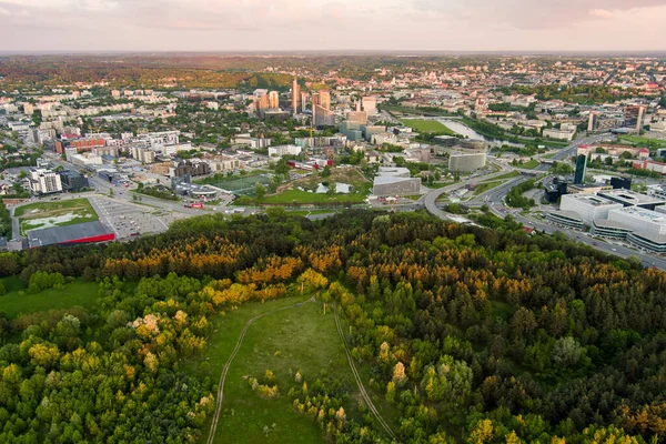 Vilnius Lituânia Abril 2021 Vista Aérea Distrito Negócios Cidade Bairro — Fotografia de Stock