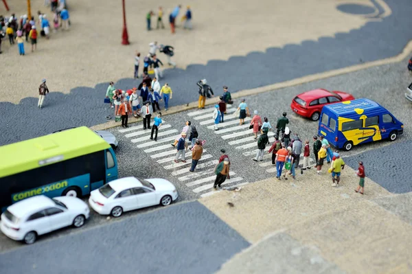 Hague Netherlands August 2011 Miniature Crosswalk Cars Intensified Strians Madurodam — 图库照片