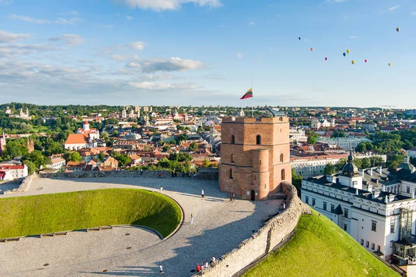 Kuzey Avrupa Nın Büyük Ortaçağ Kasabalarından Vilnius Old Town Havadan — Stok fotoğraf