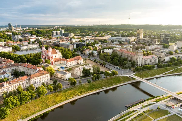 Aerial View Vilnius Old Town One Largest Surviving Medieval Old — Stok fotoğraf