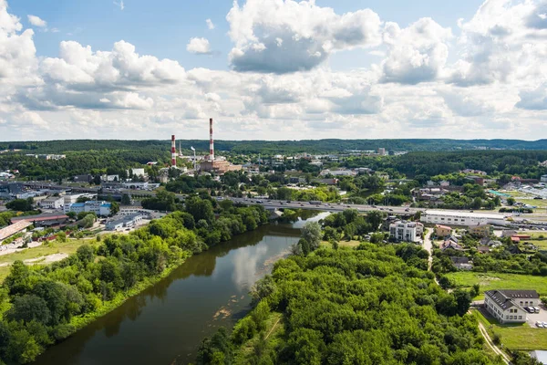 Прекрасный Воздушный Пейзаж Реки Нерис Проходящий Через Город Вильнюс Сценический — стоковое фото