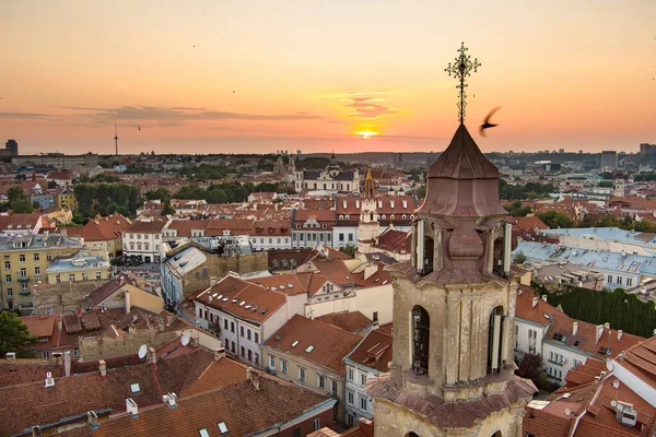 Kuzey Avrupa Nın Büyük Ortaçağ Kasabalarından Vilnius Old Town Havadan — Stok fotoğraf