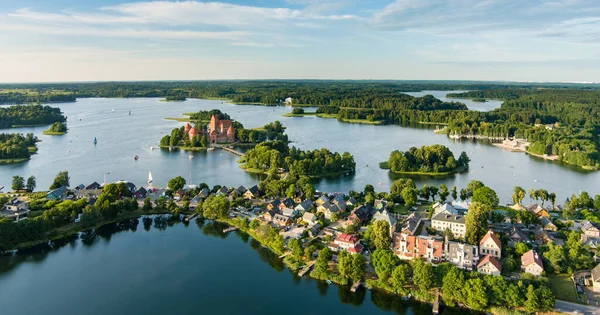 Aerial View Trakai Island Castle Its Surroundings Located Trakai Town — Zdjęcie stockowe
