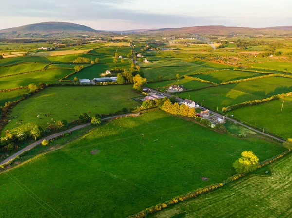 Aerial View Endless Lush Pastures Farmlands Ireland Beautiful Irish Countryside — Stock Photo, Image