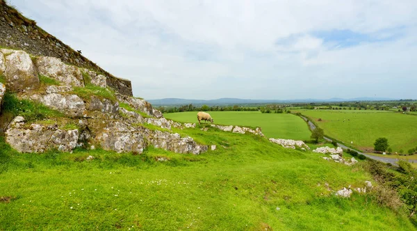 Festői Kilátás Végtelen Buja Legelők Termőföldek Írország Gyönyörű Vidék Smaragd — Stock Fotó