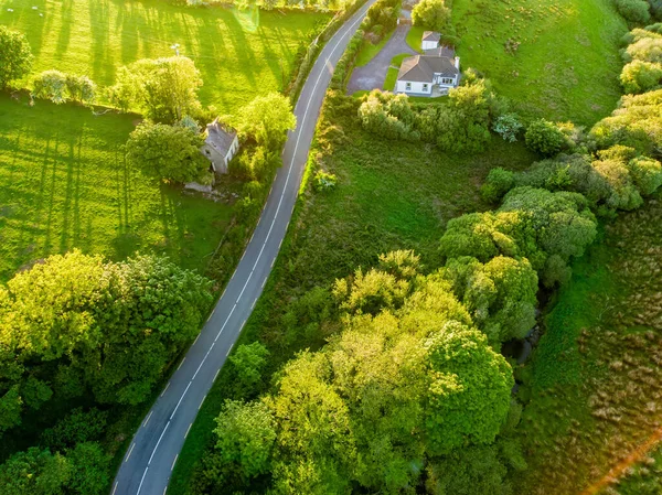 Aerial View Endless Lush Pastures Farmlands Ireland Beautiful Irish Countryside — Stock Photo, Image