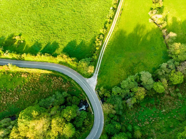 Aerial View Endless Lush Pastures Farmlands Ireland Beautiful Irish Countryside — Stock Photo, Image