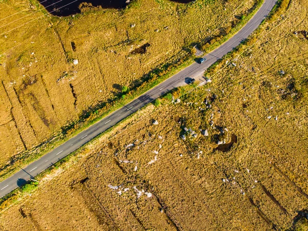 Воздушный Вид Закат Региона Коннемара Ирландии Живописный Ирландский Сельский Пейзаж — стоковое фото