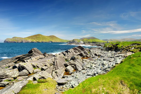 Hermosa Vista Del Faro Valentia Island Cromwell Point Lugares Que — Foto de Stock