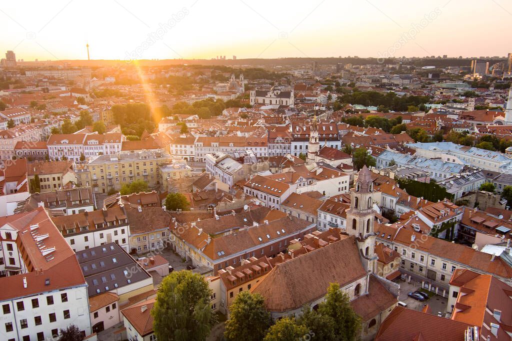 Aerial view of Vilnius Old Town, one of the largest surviving medieval
