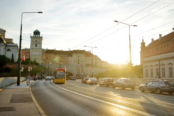 Warsaw Poland August 2021 Busy Street Old Town Which Completely — Stock Photo, Image