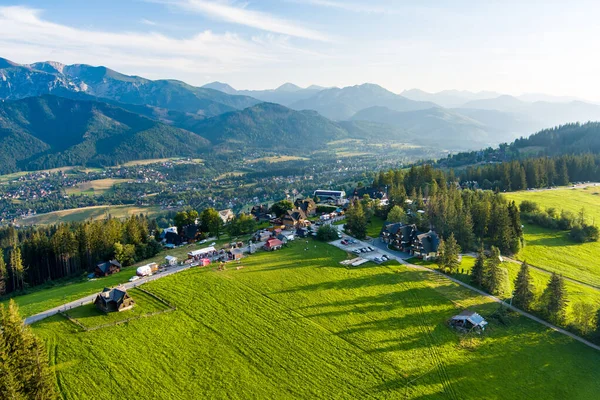 Luftaufnahme Der Stadt Zakopane Unterhalb Der Tatra Aufgenommen Vom Gubalowka — Stockfoto