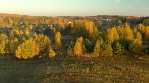 Krásný Vzdušný Výhled Venkovskou Krajinu Změřující Oblastí Během Západu Slunce — Stock video