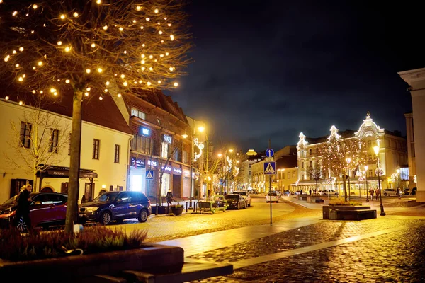 Vilnius Litva Prosinec 2021 Radniční Náměstí Vilniusu Staré Město Vyzdobené — Stock fotografie