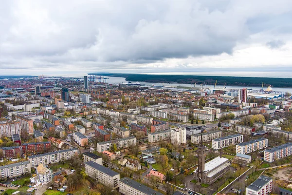 Aerial View Residential Area Klaipeda Lithuania Cloudy Evening Klaipeda City — Stock Photo, Image
