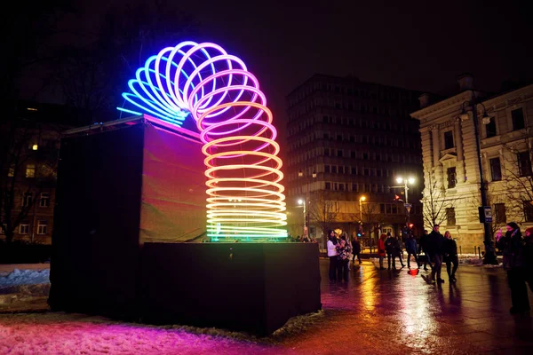 Vilnius Lithuania January 2022 Scenic Light Installations Illuminated Various Colors — Stock Photo, Image