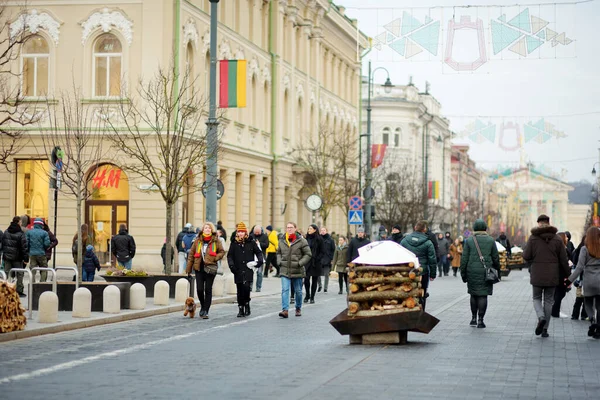 Vilnius Lithuania Şubat 2022 Yüzlerce Insan Vilnius Taki Devlet Günü — Stok fotoğraf