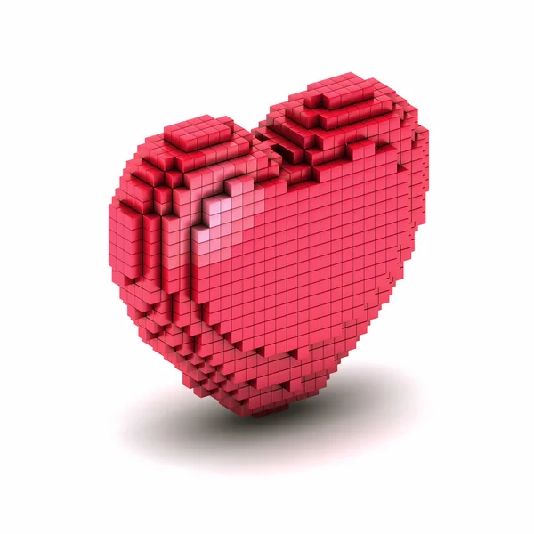 Icona del pixel del cuore ortogonale — Foto Stock