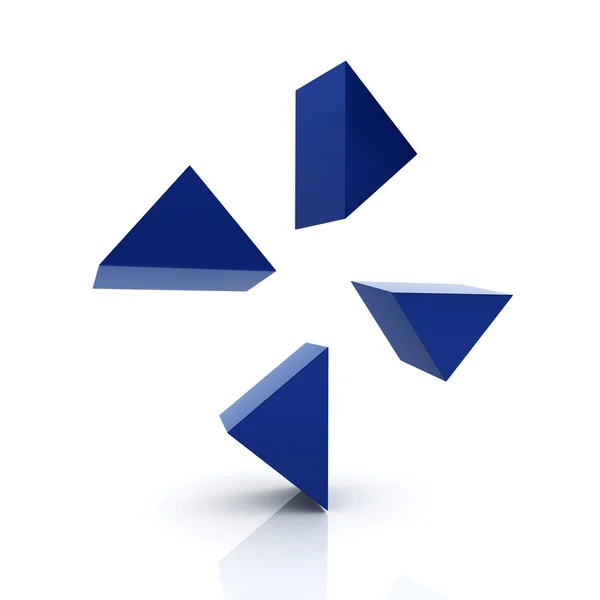 Abstraktes blaues Metallic-Symbol mit Richtungspfeilen — Stockfoto