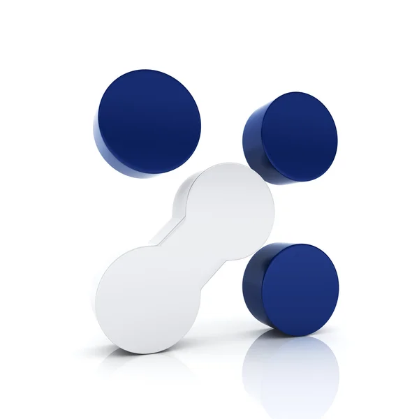 Símbolo metálico azul abstracto con elemento único —  Fotos de Stock