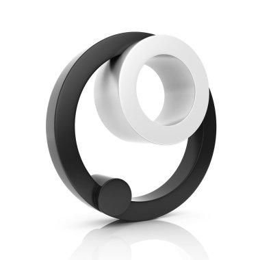 Siyah metalik iş sembolü iki yuvarlak elemanları ile