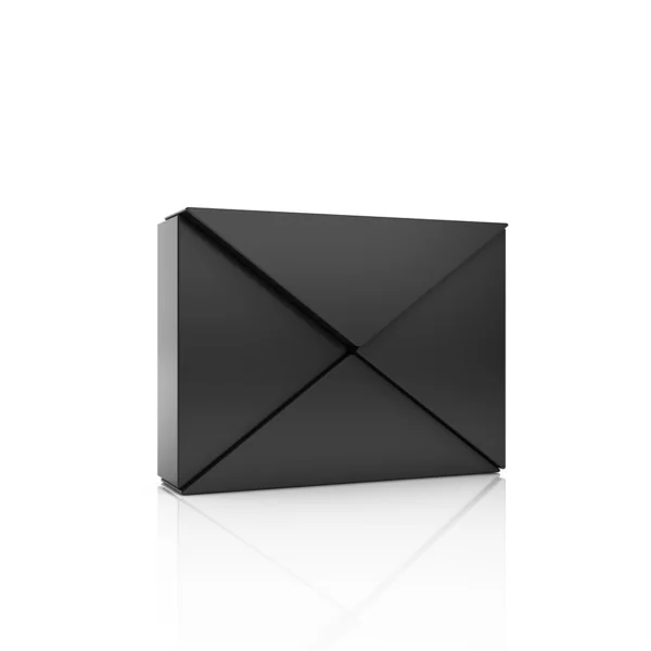 Abstraktní černé kovové symbol s obálkou z trojúhelníků — Stock fotografie