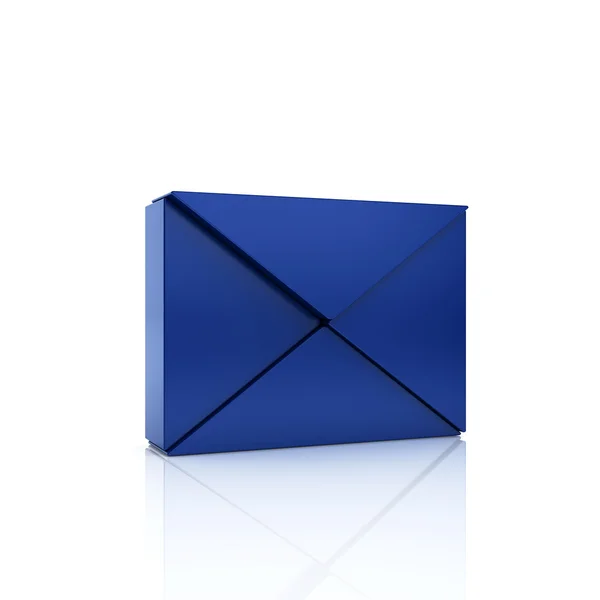 Abstraktní modré kovové symbol s obálkou z trojúhelníků — Stock fotografie