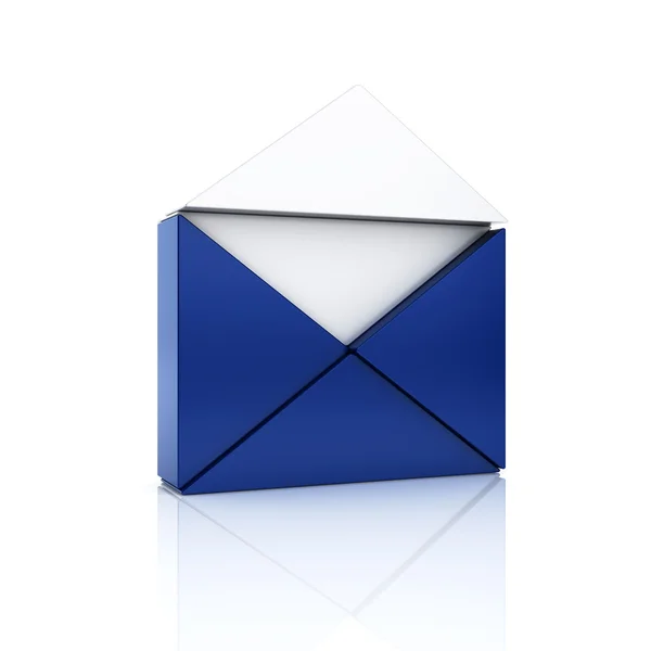 Abstraktní modré kovové symbol otevřené obálky z trojúhelníků — Stock fotografie