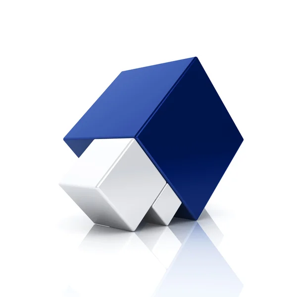 Abstract blue business symbol with 3 cubes — 图库照片