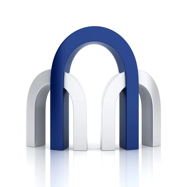 Abstract blue business symbol with 3 archs — Zdjęcie stockowe