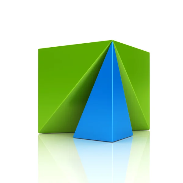 Абстрактный цвет металлического символа с кубом — стоковое фото