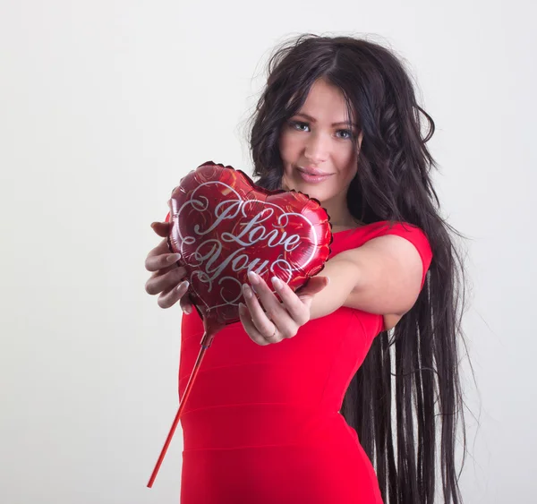 Sevgililer günü kalpli kadın — Stok fotoğraf