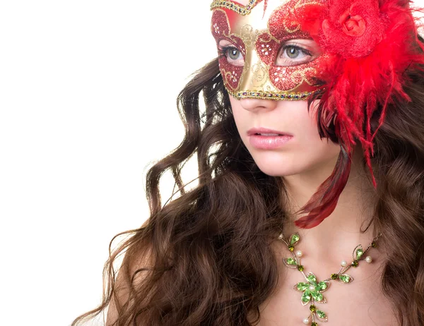Женщина в таинственной венецианской маске — стоковое фото