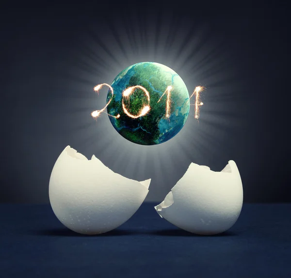 The birth of a new year planet — Stock Photo, Image