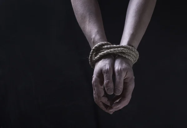 Hands of a missing kidnapped — Stock Photo, Image