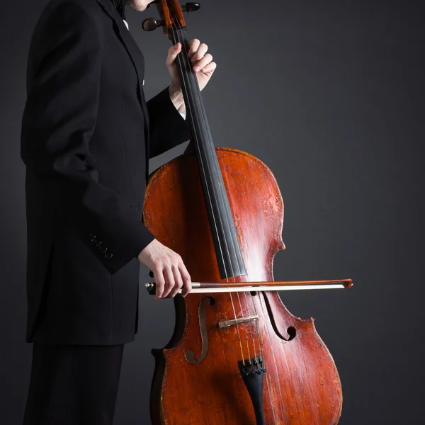 Cellist playing classical music on cello