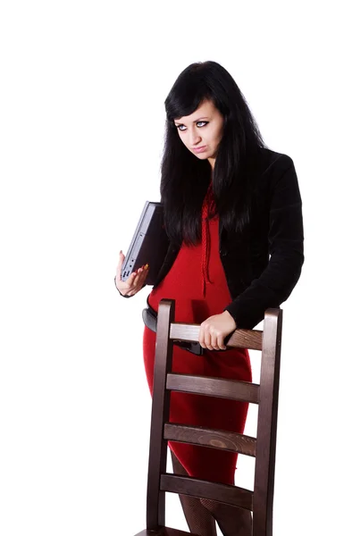 Vrouw met laptop — Stockfoto